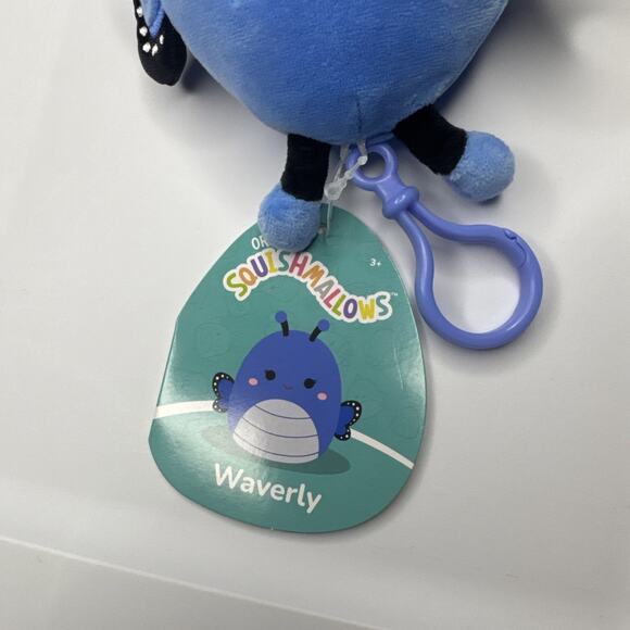 Squishmallows 3.5” Waverly Blue Butterfly Insect Bug Plush Clip Squishmallow New - Picture 3 of 3